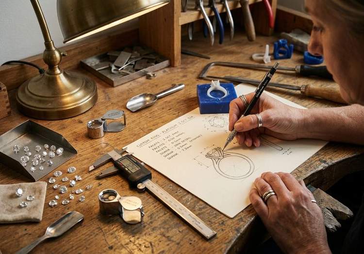 Handcrafted bespoke diamond jewellery on display