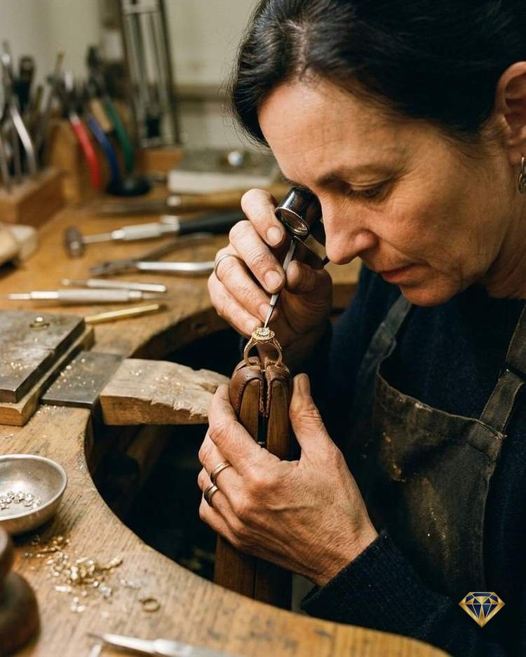 Jeweller crafting a bespoke ring at the bench